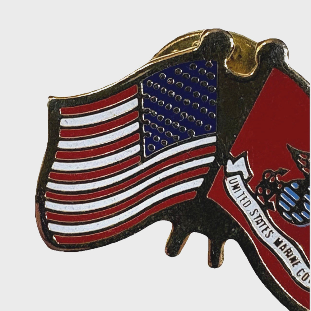 Vintage United States Flag Marine Corps Enamel Military Armed Forces Lapel Pin - Picture 3 of 6